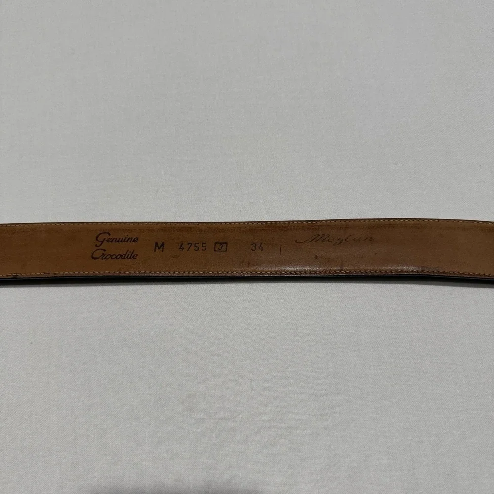 Mezlan Genuine Crocodile Leather Belt Size 34 Brown Made in Spain